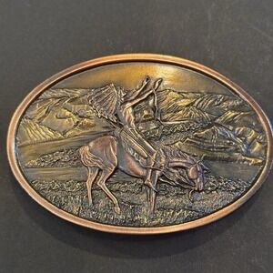Vintage 1977 Bergamot Brass Works Indian Chief Joseph Arroyo Belt Buckle